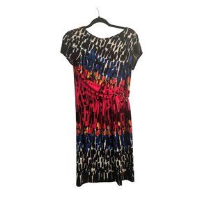 Abstract Multicolor Short Sleeve Dress – Size 8